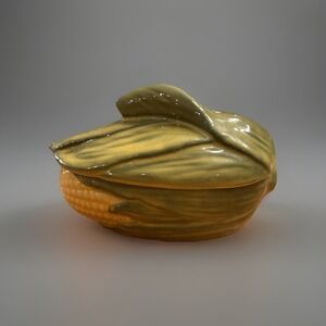 VINTAGE SHAWNEE CORN BUTTER DISH/IND. CASSEROLE 73 POTTERY USA FARMHOUSE DECOR